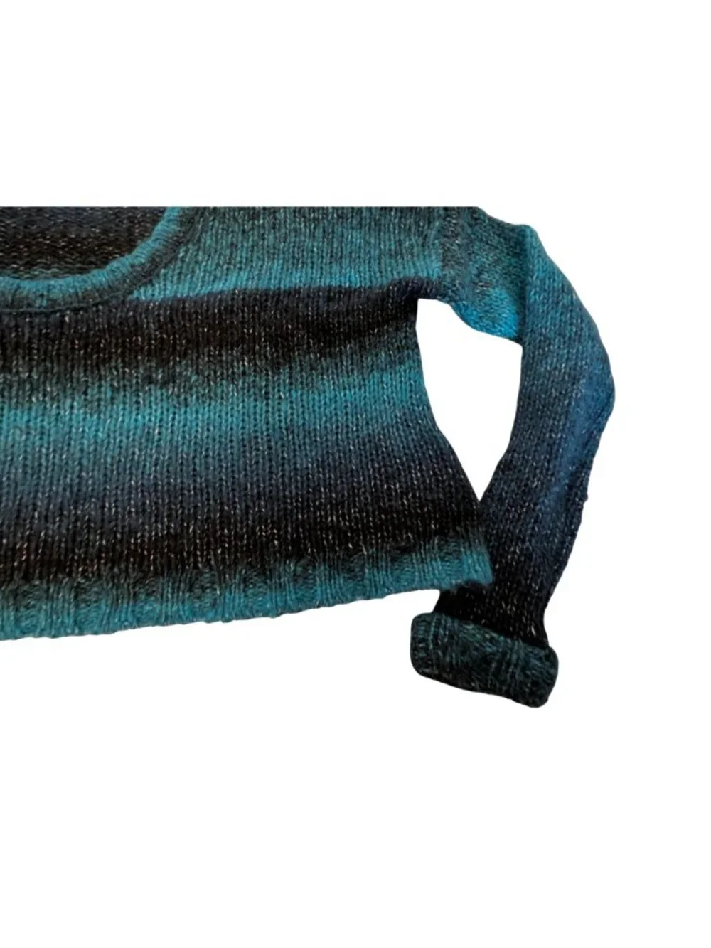 Ecote Urban Outfitters Blue Green Ombre Striped Crop Oversize Boxy Sweater XS